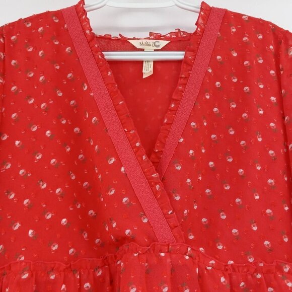 Matilda Jane Must Be Love Top Coral Women's M Swiss Dot Preppy Spring Summer - Picture 3 of 9
